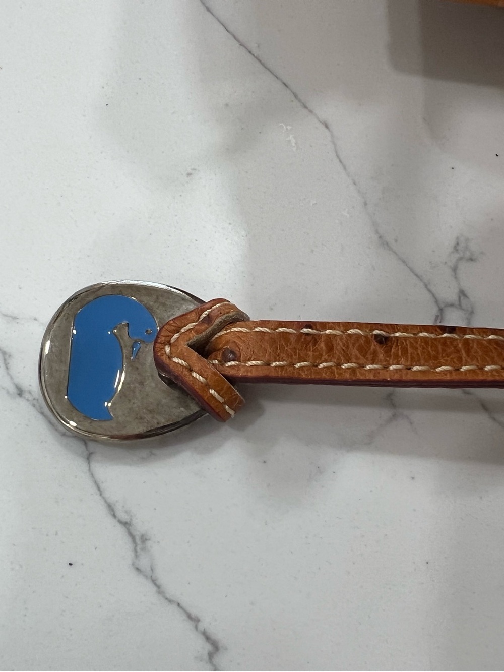 Dooney & Bourke Satchel Caramel Brown Ostrich Embossed Turn Lock Zip - Picture 6 of 9